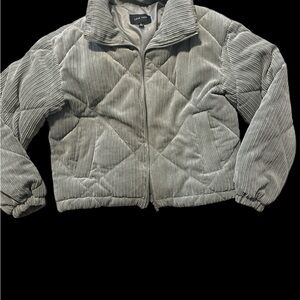 Love Tree Gray Quilted Corduroy Puffer Jacket